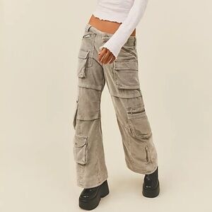 Free People Last Time Stacked Cargo Corduroy Corded Baggy Pants